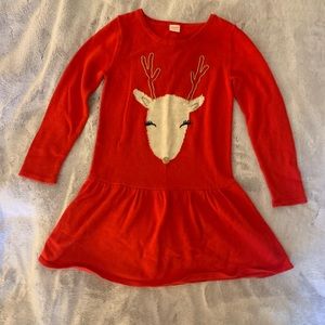 Gymboree Red Sweater Reindeer Dress Girls 10